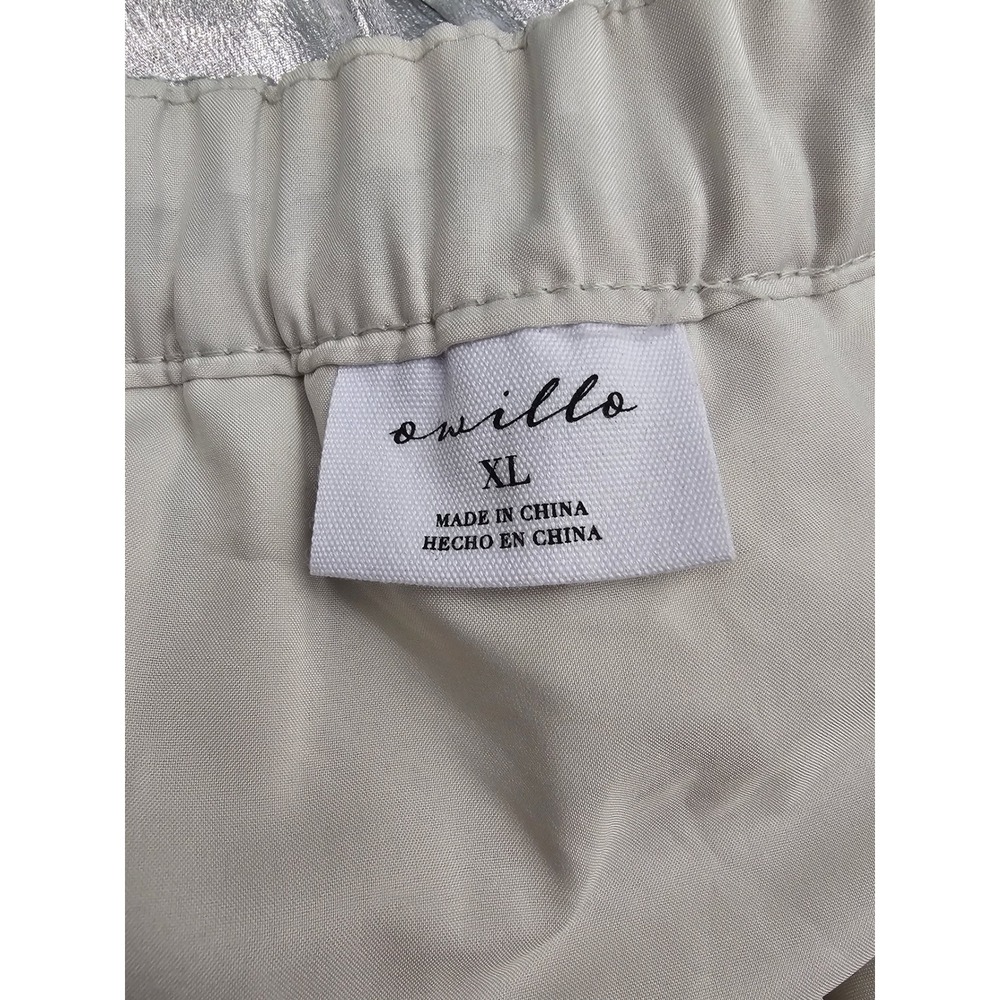 Owillo Metallic Silver Pleated‎ Mini Skirt Slim Fit Elastic Waist XL F16826606 - Picture 4 of 7